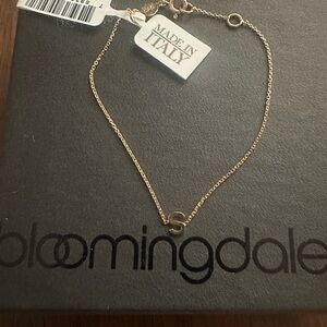 14k 7inch Initial Bracelet letter S.